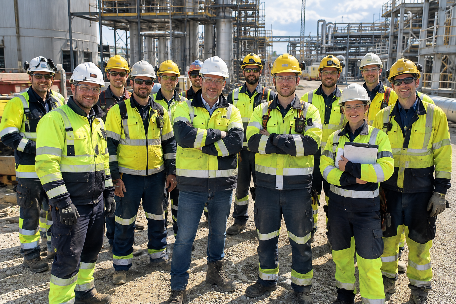 Engineering crew at an industrial project site